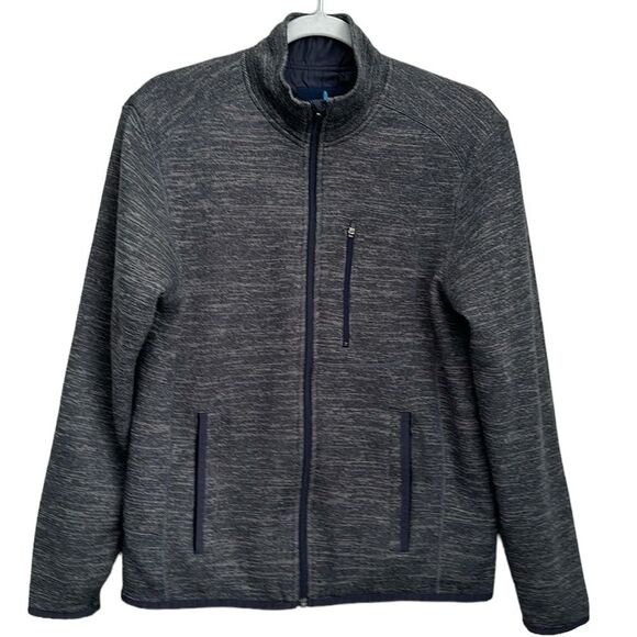 Johnnie - O Men's West Coast Prep Heathered Gray Mock Neck Full Zip Jacket Sz. S - Picture 1 of 12